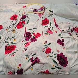 Floral Women's Top - White and Pink Old Navy